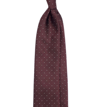 Burgundy tie white dots