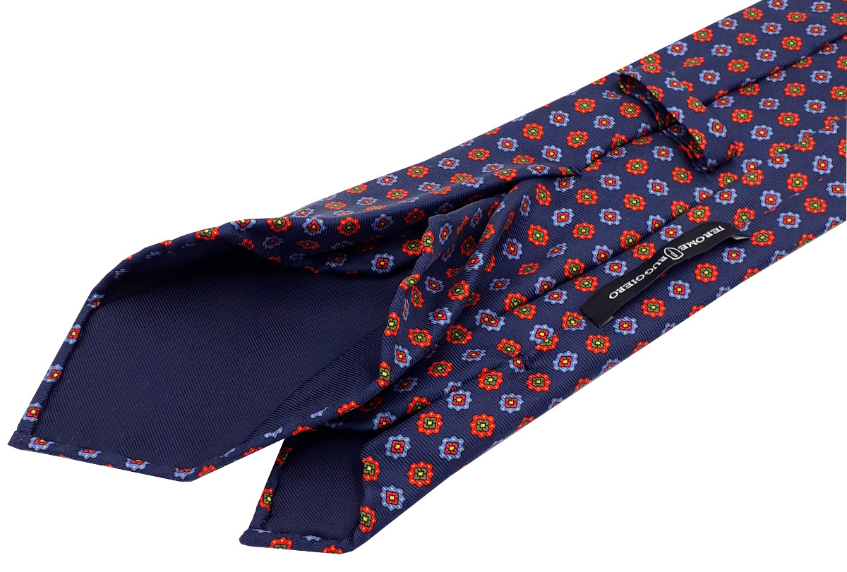 Mixed orange flowers blue tie - 5 fold